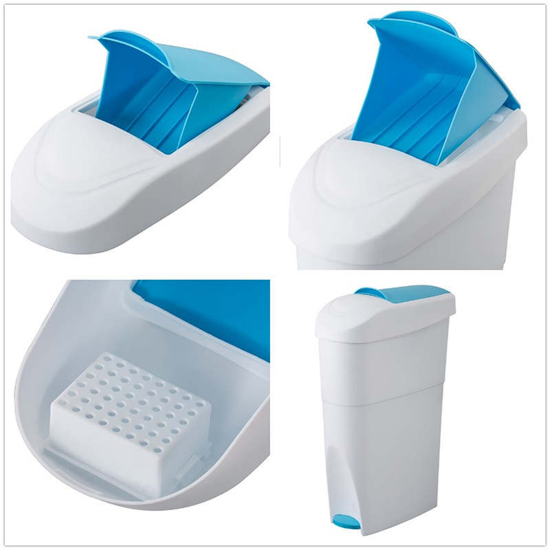 Sanitary Bin Light Blue white Slim Lady Female Waste Disposal