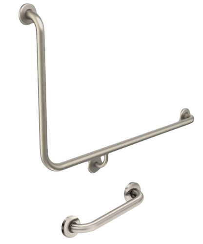 Justwashroom Grab Rail Set,90*Sloping Arm S'Steel Finish