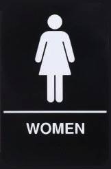 Women Restroom Braille Black Sign