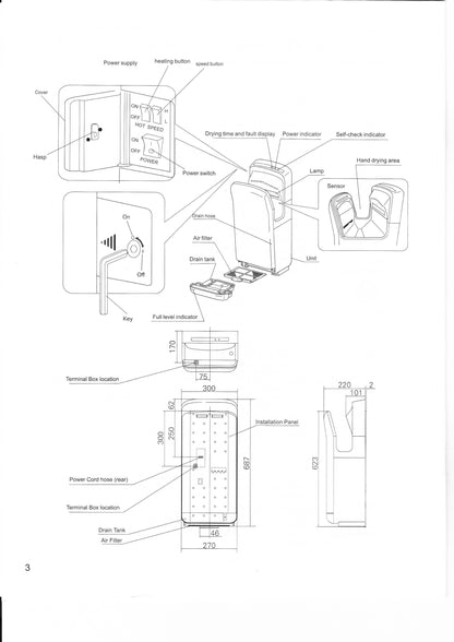 JETOZ46S Super Jet Hand Dryer Silver