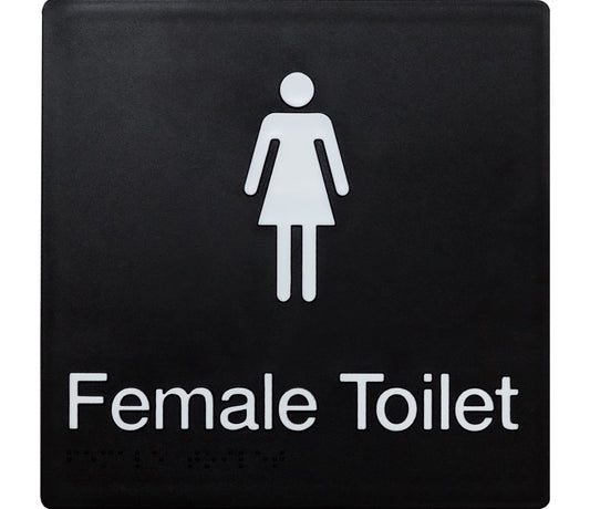 Female Toilet Braille Sign with Black on White