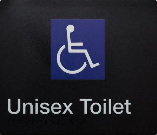 Unisex Toilet Disabled White on Black