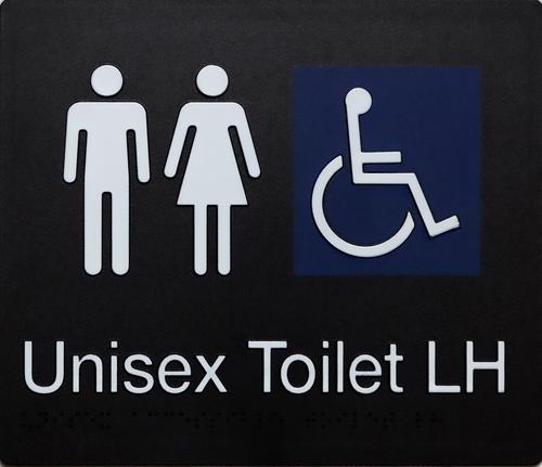 Unisex Accessible Toilet Left Hand Braille Sign