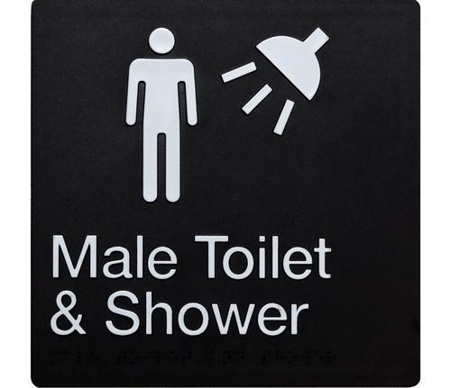 Male Toilet & Shower Braille Toilet Sign