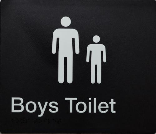 Plastic Boys Toilet Braille Sign