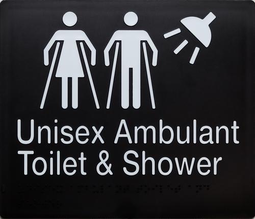 Unisex Ambulant Toilet & Shower Braille Sign