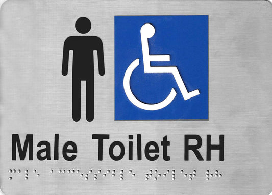 SP08J-RH Male Disabled Toilet Right Hand Stainless Steel Braille Sign