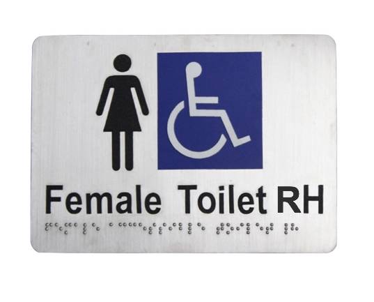 SP09-RH Female Disable Right Hand Toilet Stainless Steel Braille Sign