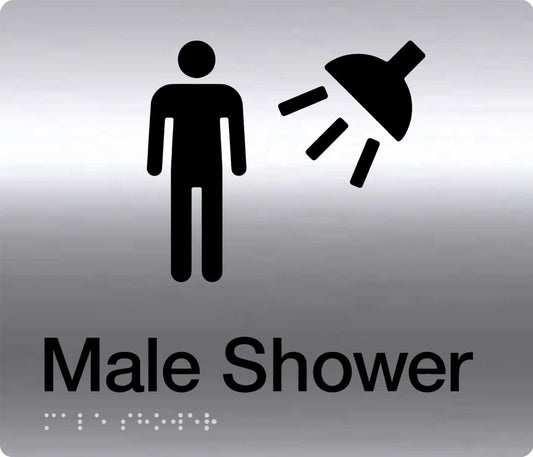 male shower braille sign stainless steel