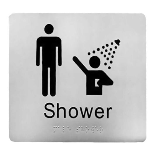 SP19J Male Shower Stainless Steel Braille Sign