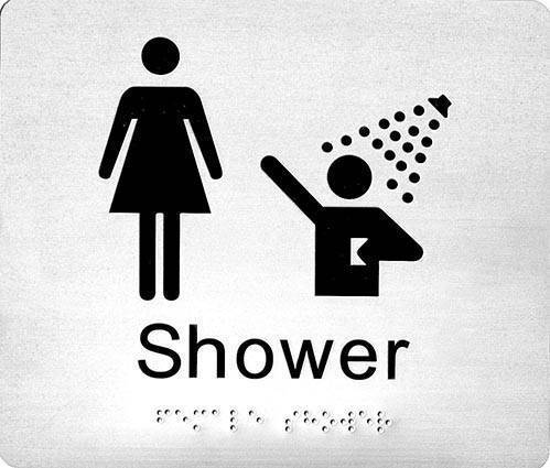 SP20J Female Shower Stainless Steel Braille Sign