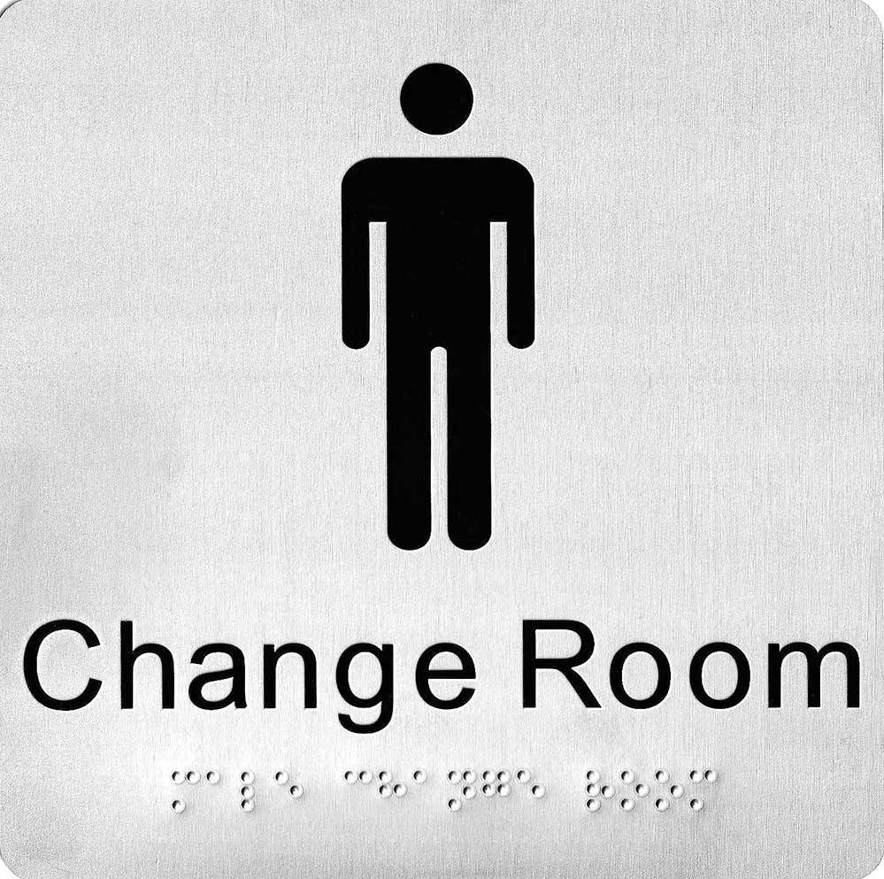 SP29J Male Change Room Stainless Steel Braille Sign