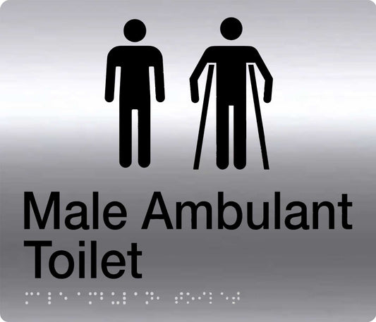 male male ambulant steel braille sign