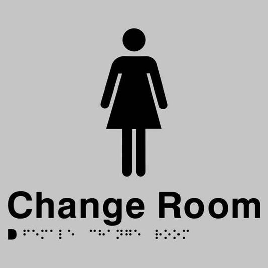 SS30 Silver Plastic Female Change Room Braille Sign