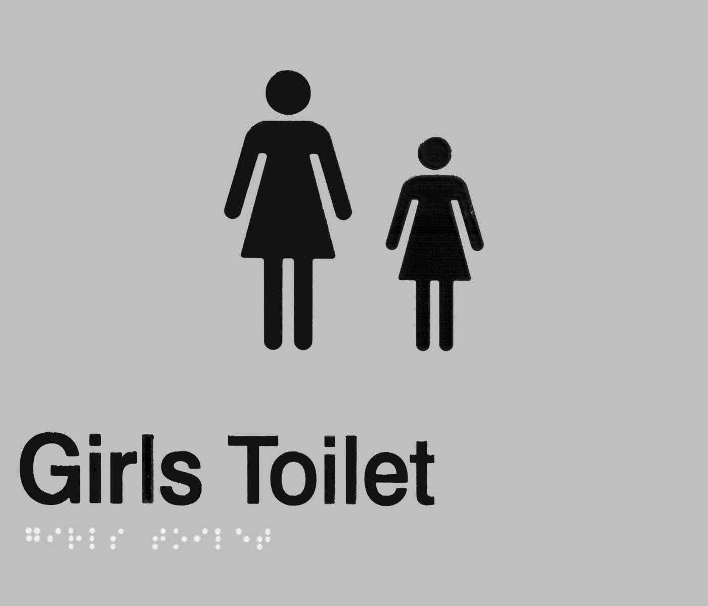 SS46 Silver Plastic Girls Toilet Braille Sign