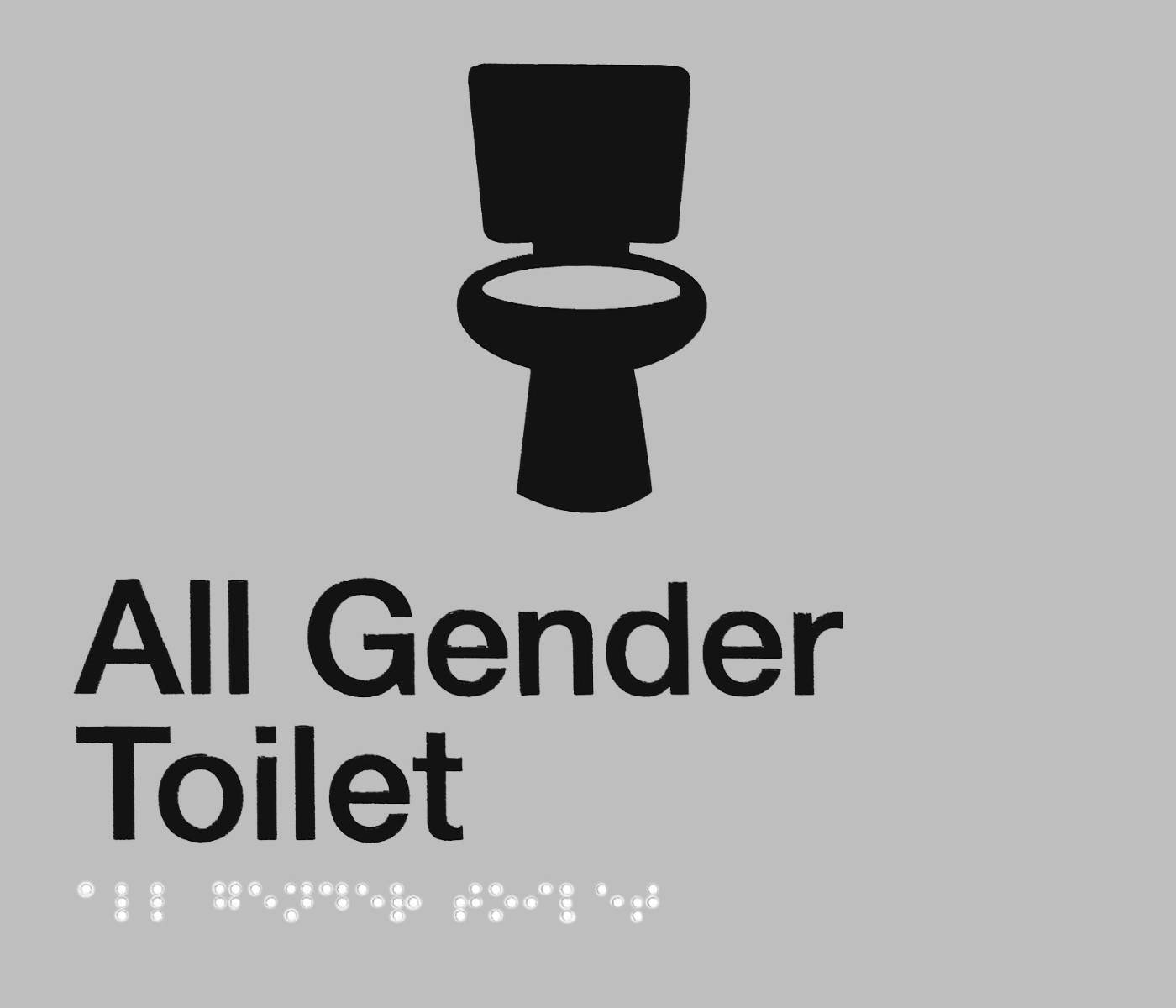 SS47 Silver Plastic All Gender Toilet Braille Sign