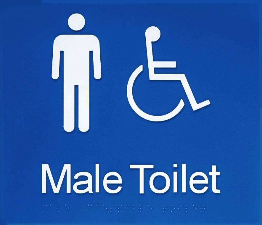 Male Disabled Toilet Blue Plastic Braille Sign