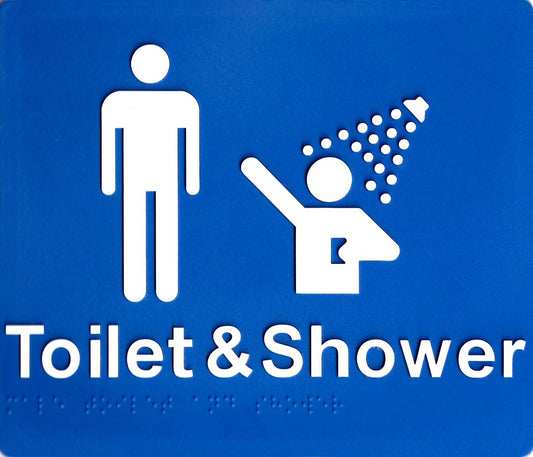 SV12 Braille Sign Male Toilet & Shower (210 x 180 mm)