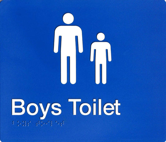 SV45 Blue Plastic Boys Toilet Braille Sign