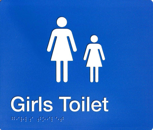 SV46 Blue Plastic Girls Toilet Braille Sign