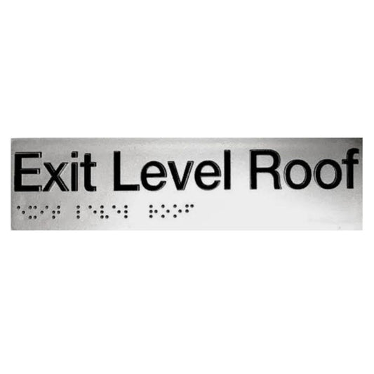 SX-R Silver Exit Roof Level Braille Sign